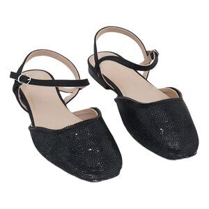 Journee Collection Nysha Rhinestone Flats Black 8M